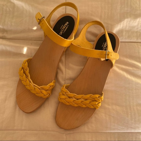 Swedish Hasbeens Women's Yellow Tanja Leather Clog Sandal - Picture 5 of 6